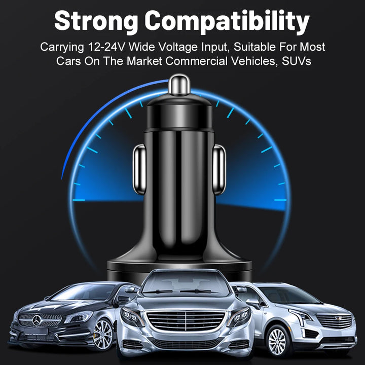 100W 6-Port Fast Charging Car Charger – PD & QC 3.0 USB-C Adapter